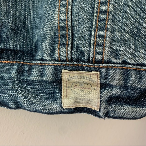 Abercrombie & Fitch Denim Button Up Trucker Jacket Size Large Vintage Blue Denim - Picture 9 of 13